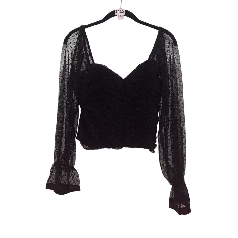 Amazing Gothic Goth Romantic Black Sheer Sweetheart Neckline Ruched HauteMonte M